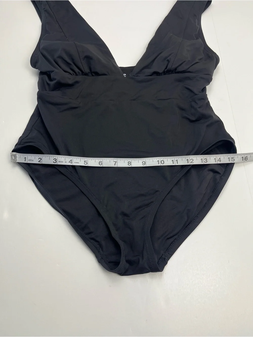 Andie Swim Mykonos V-Neck One-Piece Swimsuit Womens Size Large‎ Solid Black